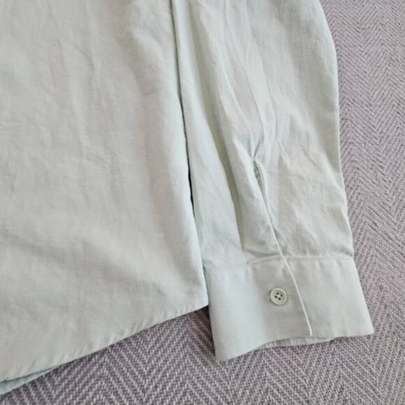 Jekaoyi Shirt Men's XL Long Sleeve Pistachio Linen Blend Button Down Solid Plain - Picture 2 of 16